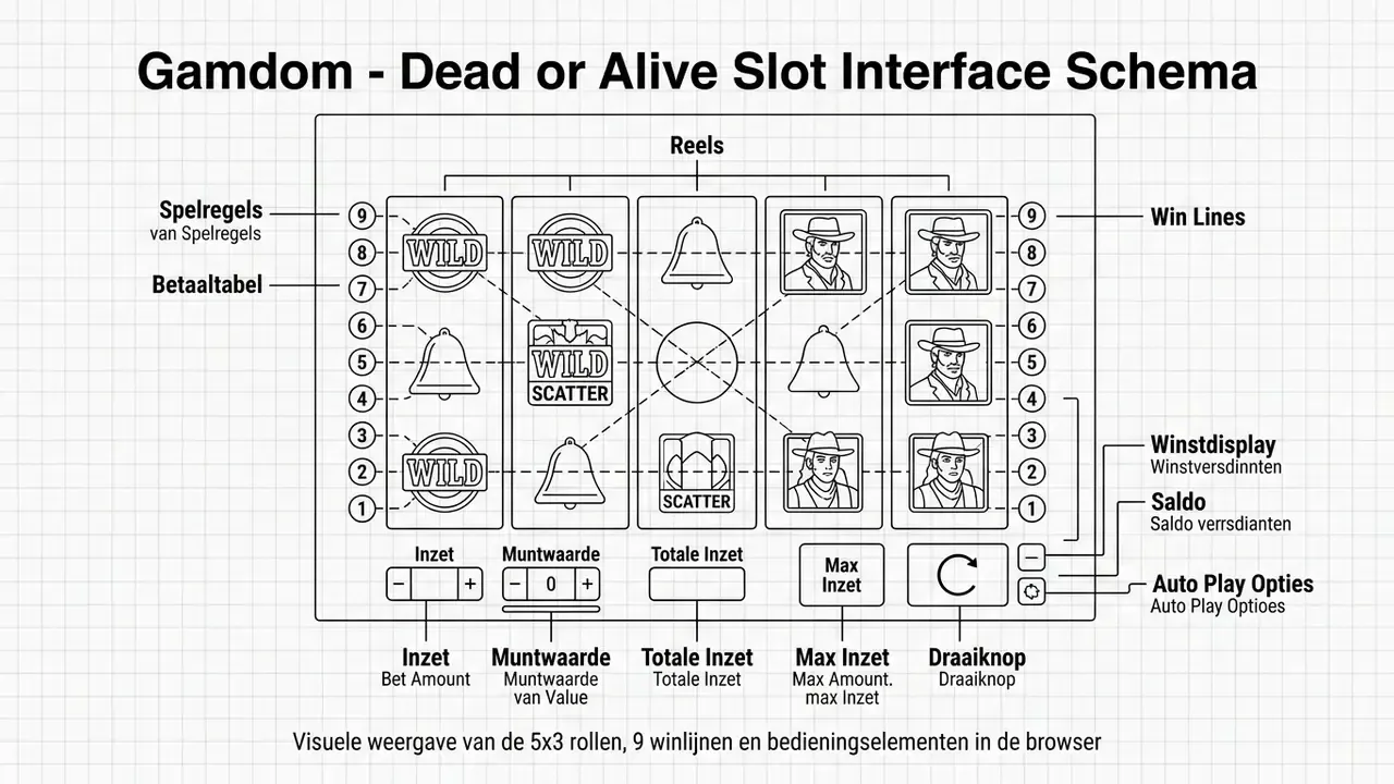 dead or alive slot interface indeling met 5 rollen en 9 winlijnen