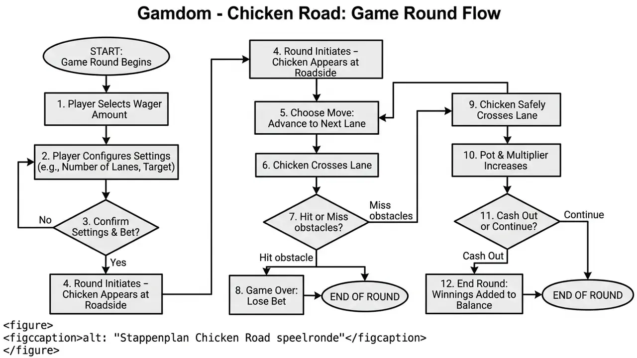 Stappenplan Chicken Road speelronde